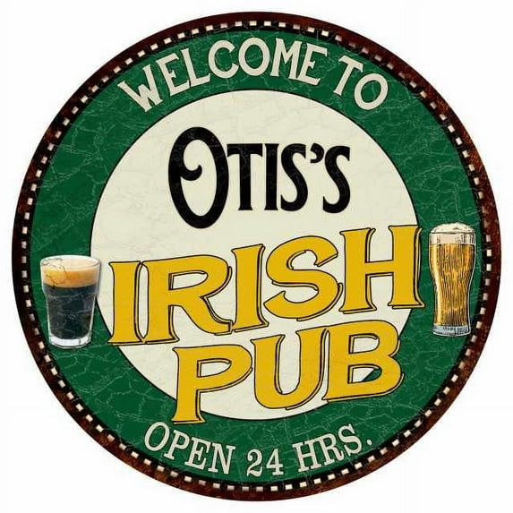 Otis's Irish Pub 14" Round Metal Sign Kitchen Bar Wall Decor 100140036100