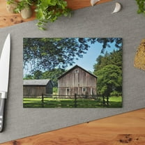 U R There Photography Otisville Grey Rustic Farmhouse Tempered-Glass Cutting Board 8"x 11"