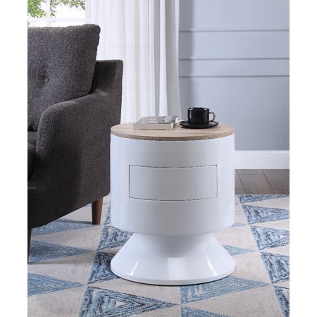 Otith Accent Table: Stylish Glossy White, No Setup Needed