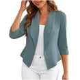 thumbnail image 1 of Otntypg 3/4 Sleeve Cropped Blazers for Women Fall Lightweight Casual Open Front Cardigan Jacket Loose Fit Casual Work Office Suit Blazer Jackets Light Blue XXL, 1 of 9