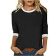 thumbnail image 1 of Otntypg 3/4 Sleeve Tops for Women Cute Summer Round Neck Basic Solid Color Workout Tees Shirt Loose Fit Dressy Casual Tunic Blouse for Leggings Black M, 1 of 6