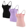 thumbnail image 1 of Otntypg 3 Pack Cotton Shelf Bra Camisole Tops for Women Adjustable Spaghetti Strap Athletic Workout Cami Tank Tops Summer Undershirts Multicolor#37 XL, 1 of 7