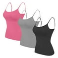 thumbnail image 1 of Otntypg 3 Packs Womens Camisole with Shelf Bra Soft Cotton Athletic Tank Top Adjustable Spaghetti Straps Basic Workout Cami Tops Multicolor#17 XXXXXL, 1 of 3
