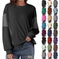 thumbnail image 1 of Otntypg Athletic Sweatshirts for Women Trendy 2025 Fall Long Sleeve Color Block Crewneck Pullover Tops Loose Lightweight Oversized Baggy T-Shirts Beige XL, 1 of 7