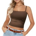 thumbnail image 1 of Otntypg Bralettes for Women Adjustable Spaghetti Strap Mesh Tank Top Sexy Tube Slim Y2K Camisole Brown M, 1 of 7
