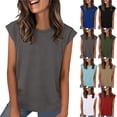 thumbnail image 1 of Otntypg Cap Sleeve Tops for Women Summer Top Basic Workout Tee Shirts Casual Tank Loose Fit Fashion Beach Vacation Outfit Clothes White XL, 1 of 10