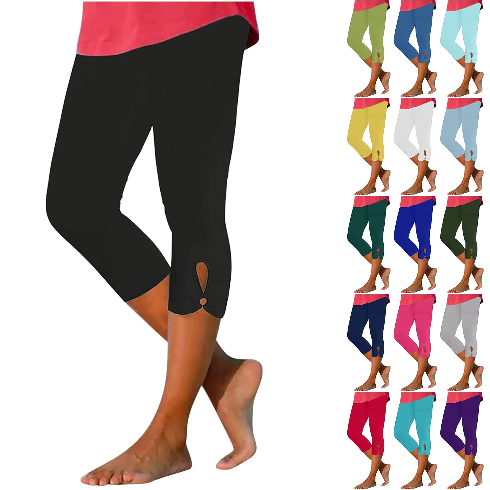Otntypg Capri Leggings for Women Cropped High Waist Yoga Pants Hollow ...