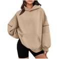 thumbnail image 1 of Otntypg Cargo Hoodie Tops for Women Lightweight Oversized Baggy Long Sleeve Hooded Pullover Sweatshirts Loose Fit Hoodies Outwear Coat with Multi-Pockets Khaki M, 1 of 6