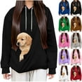thumbnail image 1 of Otntypg Cat Pouch Hoodie for Women Kangaroo Pocket Dog Pouch Sweatshirts Pet Carrier Drawstring Hooded Pullover Animal Holder Long Sleeve Tops Purple L, 1 of 8