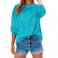 thumbnail image 1 of Otntypg Fall Crewneck Sweatshirts for Women Lightweight Thin Long Sleeve Shinny Sequin Printed Pullover Tops Loose Oversized Dressy Party Glitter Shirts Fashion Outfits Clothes 2025 Sky Blue#03 XXL, 1 of 9