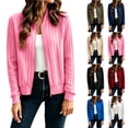 thumbnail image 1 of Otntypg Fall Ribbed Knit Jackets for Women Full Zip up Long Sleeve Open Front Cardigan Sweater Tops Loose Fit Casual Lightweight Cozy Outwear Coat, 1 of 10