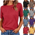 thumbnail image 1 of Otntypg Fall Sweaters for Women Short Sleeve Basic Solid Color Knitted Crewneck Pullover Sweater Top Lightweight Loose Business Casual Tops, 1 of 8