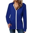 thumbnail image 1 of Otntypg Fall Women Casual Full Zip Up Hoodie Lightweight Comfy Loose Long Sleeve Sweatshirt Trendy Oversized Hooded Outwear Jacket with Pockets Blue XL, 1 of 6