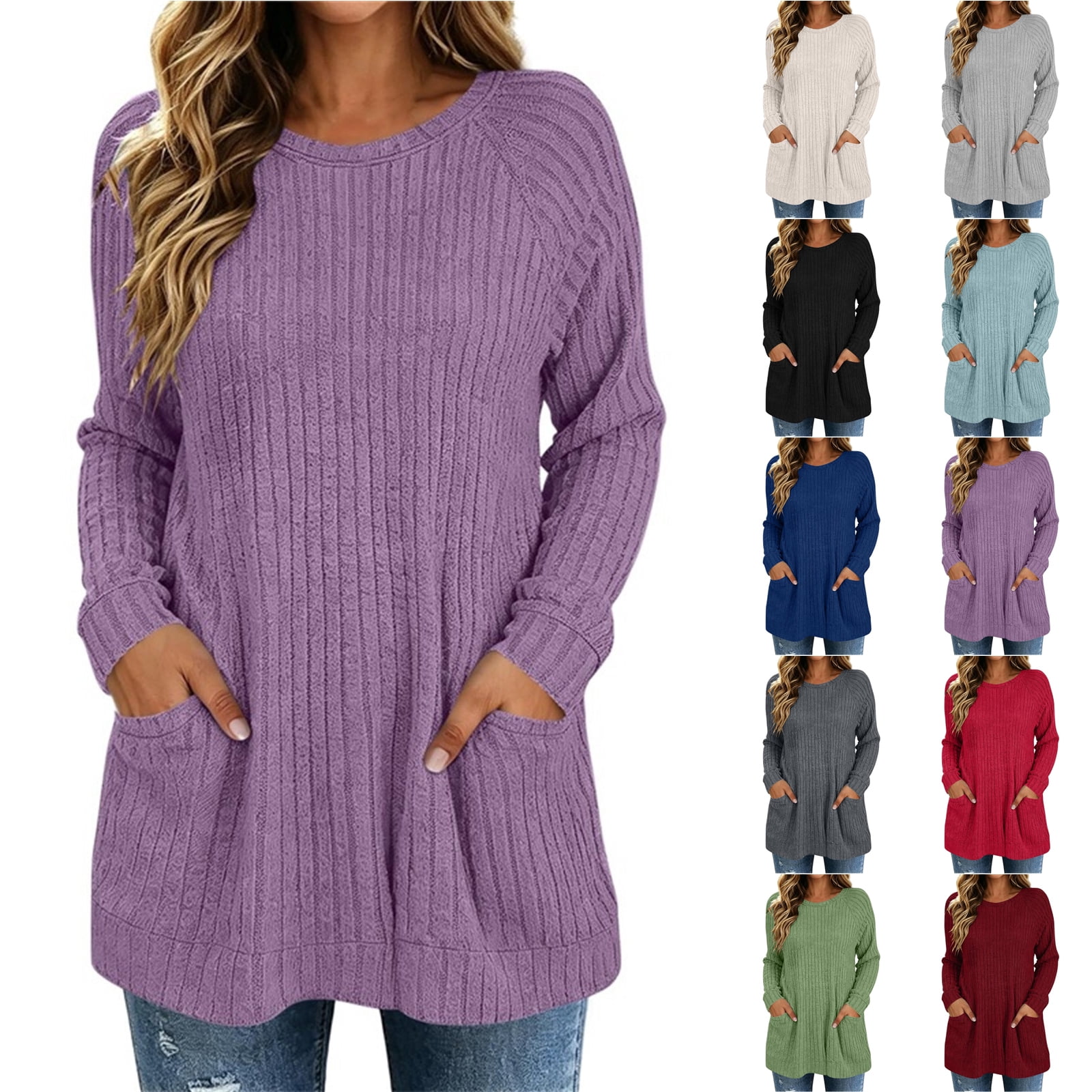 Otntypg Fall Womens Tunic Tops for Leggings Lightweight Cozy Long ...