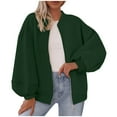 thumbnail image 1 of Otntypg Fashion 2025 Baggy Jackets for Women Full Zip up Long Sleeve Open Front Cardigan Outwear Tops Loose Oversized Casual Fall Winter Outfti Clothes with Pockets Green S, 1 of 7