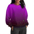thumbnail image 1 of Otntypg Fashion Sparkly Printed Sweatshirt for Women, Lightweight Casual Fall Oversized Crewneck Sweatshirts Women Loose Fit Long Sleeve Pullover Tops Cute Soft Shirt Purple#02 M, 1 of 8