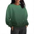 thumbnail image 1 of Otntypg Fashion Sparkly Printed Sweatshirt for Women, Lightweight Casual Fall Oversized Crewneck Sweatshirts Women Loose Fit Long Sleeve Pullover Tops Cute Soft Shirt Mint Green S, 1 of 8