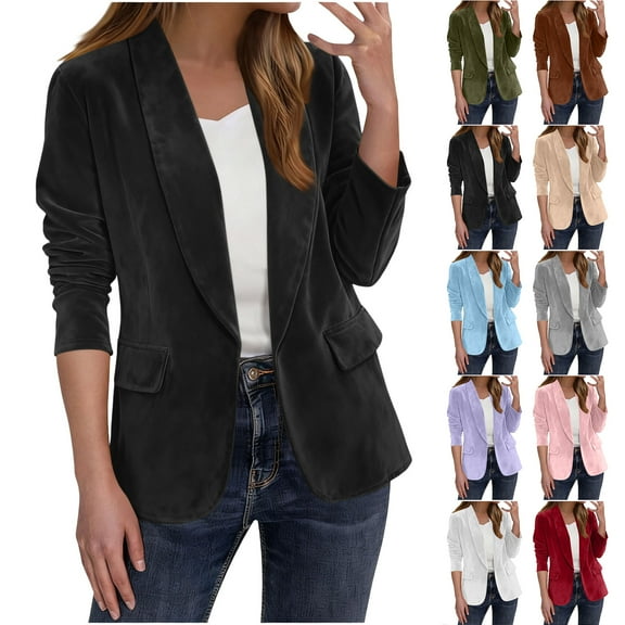 Otntypg Faux Suede Blazers for Women Business Casual 2025 Fall Fashion Dressy Oversized Notch Lapel Collar Long Sleeve Suit Jackets Work Office Clothes Red XXL