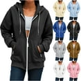 thumbnail image 1 of Otntypg Full Zip up Jackets for Women Lightweight Casual Fall Winter Long Sleeve Drawstring Hooded Pullover Sweatshirts Loose Fit Basic Y2K Hoodies Track Jacket with Pockets Light Blue XXL, 1 of 9