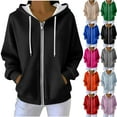 thumbnail image 1 of Otntypg Full Zip up Waffle Knit Hoodie Jackets for Women Lightweight Casual Fall Winter Long Sleeve Drawstring Hooded Pullover Sweatshirts Loose Oversized Outwear Coat with Pockets Gray S, 1 of 10