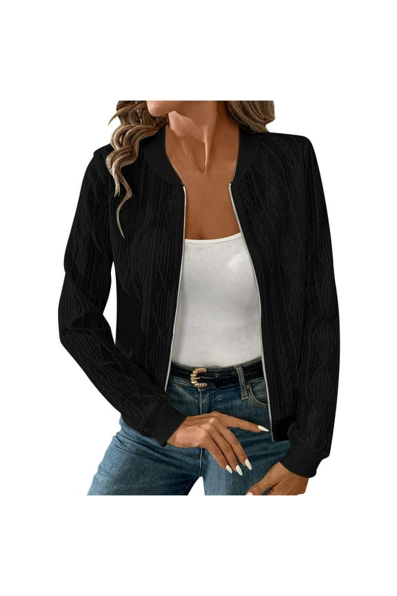 Full Zip up Cable Knit Sweaters for Women Fall Winter Long Sleeve Open Front Cardigan Tops Fashion 2025 Outwear Jacket Vintage Coat Black XXL