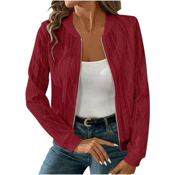 Otntypg Full Zip up Cable Knit Sweaters for Women Fall Winter Long Sleeve Open Front Cardigan Tops Fashion 2025 Outwear Jacket Vintage Coat Red XL