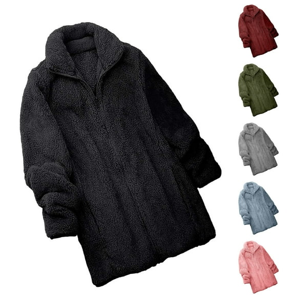Otntypg Fuzzy Hoodie Tops for Women Winter Plush Thick Sherpa Warm Full Zip up Long Sleeve Stand Collar Hooded Pullover Sweatshirts Loose Comfy Loungewear Coat with Pockets Army Green XXL