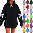 thumbnail image 1 of Otntypg Lightweight Hoodies for Women Cute Bowknot Long Sleeve Drawstring Hooded Pullover Tops Trendy Fall Oversized Basic Athletic Sweatshirts with Pockets Green L, 1 of 3