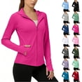 thumbnail image 1 of Otntypg Lightweight Thin Hoodie Jackets for Women Full Zip Up Long Sleeve UPF 50+ Workout Workout Sun Protection Hooded Shirts Tops with Thumb Holes Hot Pink S, 1 of 7