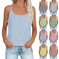 thumbnail image 1 of Otntypg Linen Tank Tops for Women Casual Striped Printed Summer Sleeveless Spaghetti Strap Cami Tanks Loose Lightweight Comfy Tunic Vest Shirts Pink L, 1 of 9