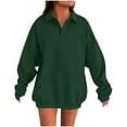 thumbnail image 1 of Otntypg Oversized Athletic Sweatshirts for Women Teen Girls Fall Casual V Neck Long Sleeve Basic Collared T-Shirts Loose Comfy Baggy Pullover Tops with Pockets Army Green XXL, 1 of 5
