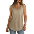 thumbnail image 1 of Otntypg Plus Size Tank Tops for Women 2025 Summer Sleeveless Ribbed Trim Scoop Neck Curved Hem Tunic Vest Blouse Loose Oversized Cotton Tshirt Beach Y2k Outfit Clothes Khaki XXXL, 1 of 8
