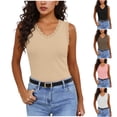 thumbnail image 1 of Otntypg Plus Size Tank Tops for Women Summer Ribbed Knit Lace Trim V Neck Tanks Basic Slim Fit Dressy Sleeveless Casual Going Out Cami Shirts Pink XXXXXXL, 1 of 10