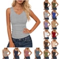 thumbnail image 1 of Otntypg Plus Size Tank Tops for Women V Neck Ribbed Knit Slim Fitted Sleeveless Basic Solid Color Cami Workout Tee Tanks Casual Summer Clothes 2026 Dark Gray XL, 1 of 7