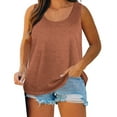 thumbnail image 1 of Otntypg Plus Size Tank Tops for Women Loose Fit Casual Summer Sleeveless Scoop Neck T-Shirts Tops Beach Vacation Tees Tunics Shirts Coffee XXXXL, 1 of 9