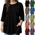 thumbnail image 1 of Otntypg Plus Size Tunic Tops for Women Loose Fit Dressy Casual 3/4 Length Sleeve Oversized Crewneck Pullover Tshirts Shirts with Pockets Gray XL, 1 of 8