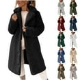 thumbnail image 1 of Otntypg Plus Size Women's Fuzzy Fleece Lapel Open Front Long Cardigan Coat Loose Oversized Casual Faux Sherpa Thick Warm Winter Outwear Jackets Khaki M, 1 of 6