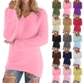thumbnail image 1 of Otntypg Plus Size Womens Fluffy Fuzzy Jumper Sweater Winter Plush Thick Warm Long Sleeve V Neck Fleece Pullover Tops Fashion Oversized Soft Cozy Thermal Sweaters Khaki XXXL, 1 of 9