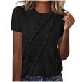 thumbnail image 1 of Otntypg Plus Size Womens Short Sleeve Tops Ruched Pleated Crew Neck Summer Basic Workout Tee Shirts Casual Loose Fit Blouse Black XXL, 1 of 6