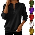 thumbnail image 1 of Otntypg Quarter Zip up Long Sleeve Sweatshirts for Women Lightweight Casual Fall Spring Pullover Tops Trendy Oversized Basic Athletic T-Shirts Purple XXL, 1 of 6