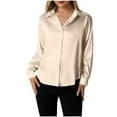 thumbnail image 1 of Otntypg Satin Blouses for Women Silk Button Down Shirts Dressy Casual Long Sleeve Shirt Elegant Ladies Business Office Work Tunic Tops Beige L, 1 of 7