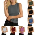 thumbnail image 1 of Otntypg Sleeveless Tops for Women Non See Through Summer Ribbed Tank Top Fitted Shirts Basic Tees Cute Spring Going Out Y2k Clothes Hot Pink M, 1 of 8