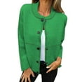 thumbnail image 1 of Otntypg Sweaters for Women Casual Fall Long Sleeve Button up Crewneck Cable Knit Sweater Tops Loose Oversized Open Front Cardigans Outwear Coat Green L, 1 of 6