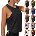 thumbnail image 1 of Otntypg Tank Tops for Women - Workout Sport Athletic Yoga Running Gym Loose Crop Sleeveless Shirts Casual Side Drawstring Ruched Athletic Tees Dark Gray M, 1 of 8