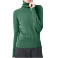 thumbnail image 1 of Otntypg Turtleneck Sweater for Women Lightweight Casual Long Sleeve Plush Thick Warm Wool Tops Trendy Slim Fit Basic Pullover Jumpers Female Cozy Knitted Blouse Green S, 1 of 6