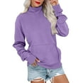 thumbnail image 1 of Otntypg Turtlneck Sweatshirts for Women Fall Casual Long Sleeve Pullover Tops Lightweight Comfy Basic Athletic T-Shirts with Pockets Purple S, 1 of 6