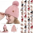 thumbnail image 1 of Otntypg Winter Beanie Hats for Women with Faux Fuzzy Pom Warm Soft Stretch Cozy Knit Fleece Thermal Snow Ski Skull Cap for Cold Weather, 1 of 6