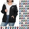 thumbnail image 1 of Otntypg Winter Warm Fleece Hoodie Jackets for Women Plus Size Thick Sherpa Lined Casual Full Zip up Long Sleeve Hooded Pullover Sweatshirts Trendy Oversized Outwear Coat with Pockets XL, 1 of 5