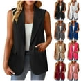 thumbnail image 1 of Otntypg Women Sleeveless Blazer Vest Casual Open Front V Neck Fully-Lined Work Office Summer Tops Jacket with Pockets Fashion 2025 Black XXL, 1 of 8
