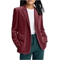 thumbnail image 1 of Otntypg Women's Corduroy Blazer Jacket Long Sleeve Slim Fit Jacket One Button Lapel Jacket Work Office Coat Outerwear with Pockets Wine M, 1 of 7